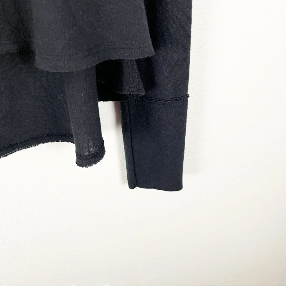FREE PEOPLE WE THE FREE Cozy Time Black Raw Edge Seam Slouchy Pullover Top Small